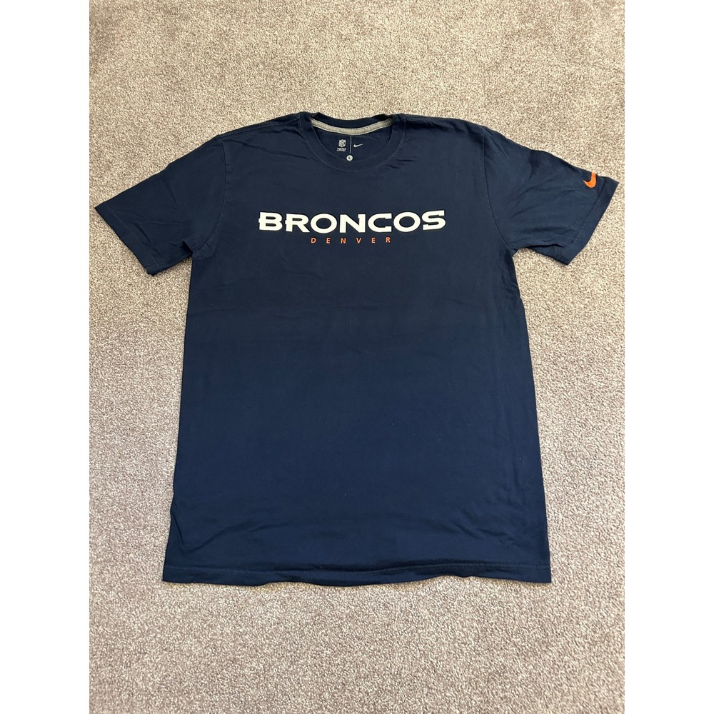 Nike‎ Denver Broncos T-Shirt Mens Large Navy Blue Excellent NFL Team Apparel Tee
